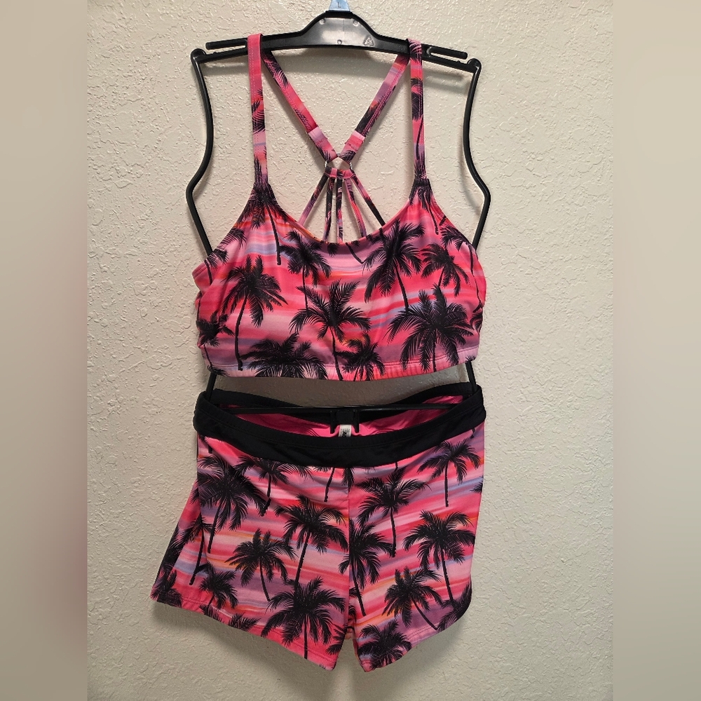 Pink and Black 3pc Bathing Suit By Aqua Eve